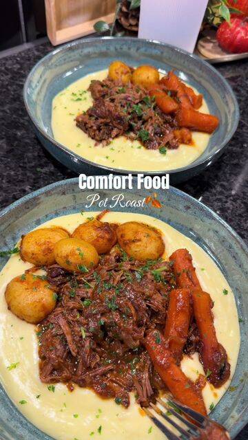 Slow-Cooked Beef Pot Roast with Creamy Mashed Potatoes recipe thumbnail
