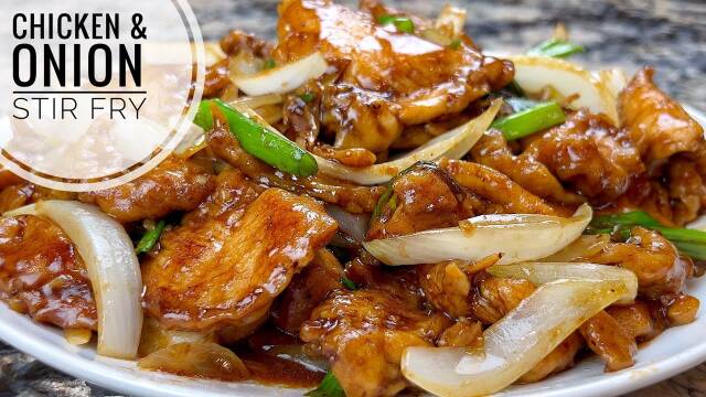 Chicken and Onion Stir Fry Recipe recipe thumbnail