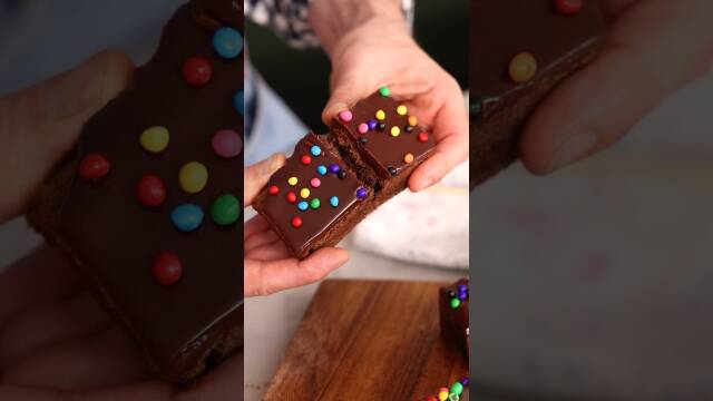 Cosmic Brownies with Chocolate Ganache and Candy Chips recipe thumbnail