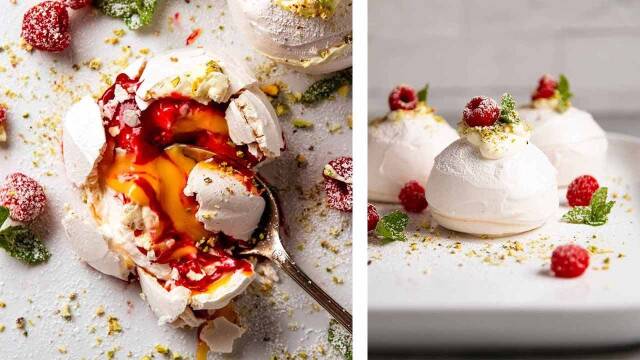 Foto de la receta Pavlova Bombs with Raspberry and Lemon Curd
