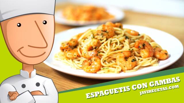 Foto de la receta Espaguetis con Gambas al Ajillo
