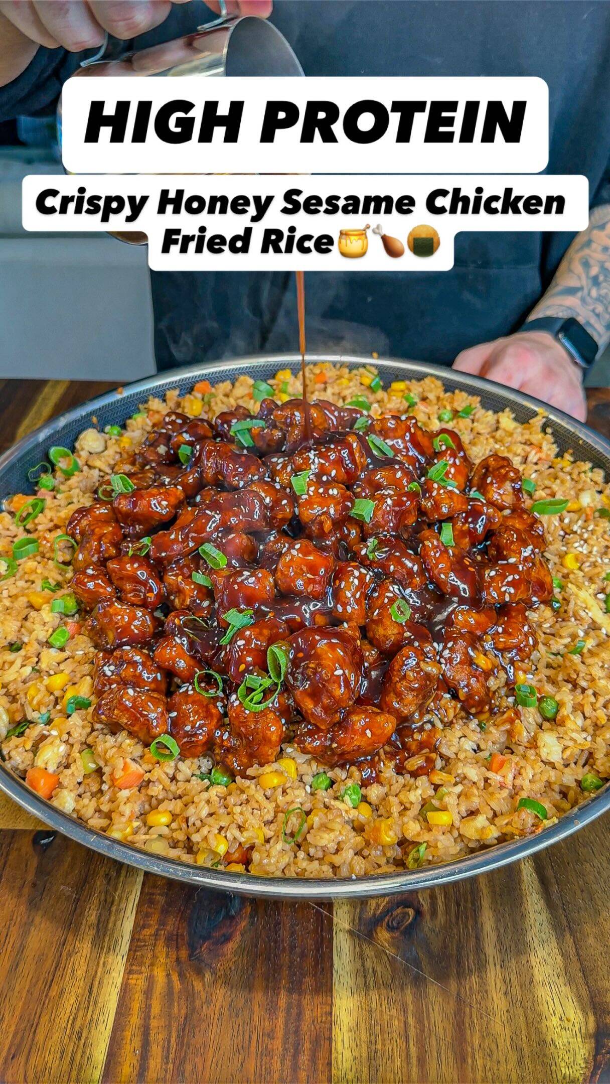 Crispy Honey Sesame Chicken Fried Rice Meal Prep recipe thumbnail