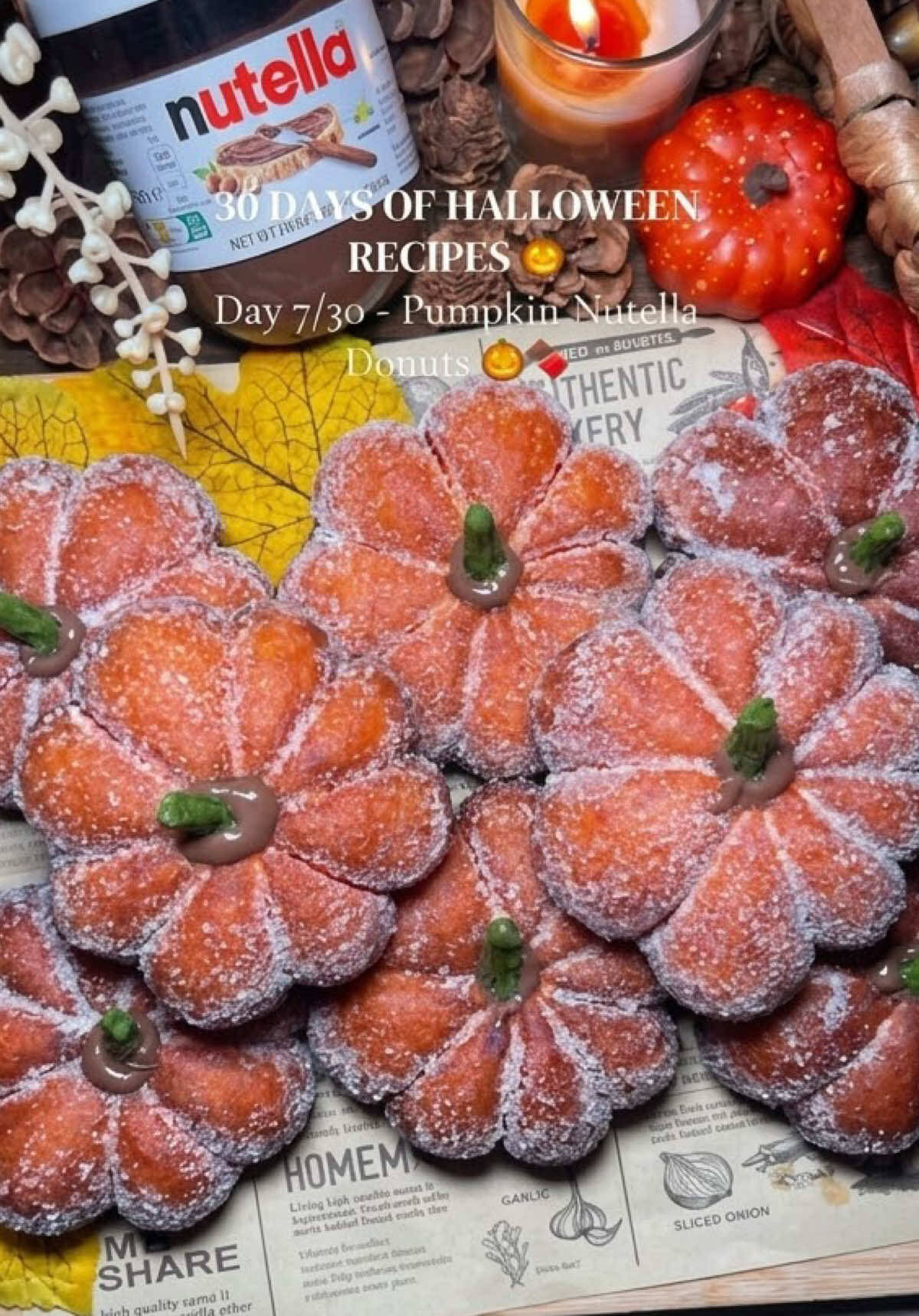 Pumpkin Nutella Donuts with Pretzel Stems recipe thumbnail
