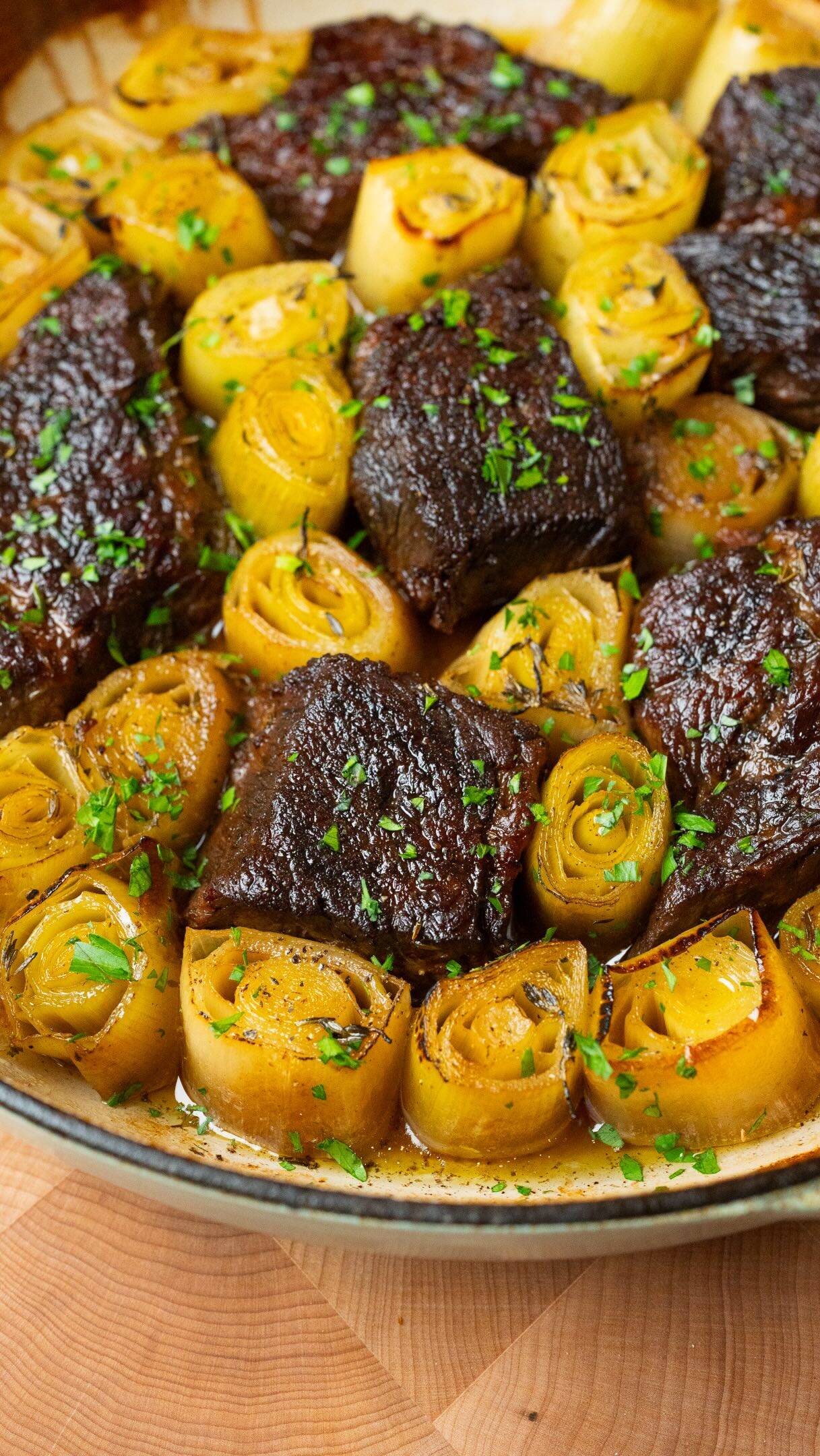 Braised Beef with Leeks for Rosh Hashanah recipe thumbnail