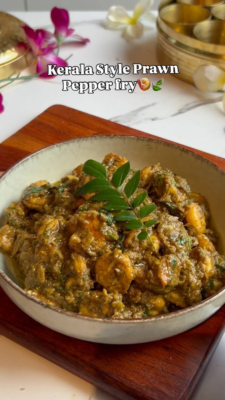 Kerala Style Prawn Pepper Fry with Curry Leaves recipe thumbnail