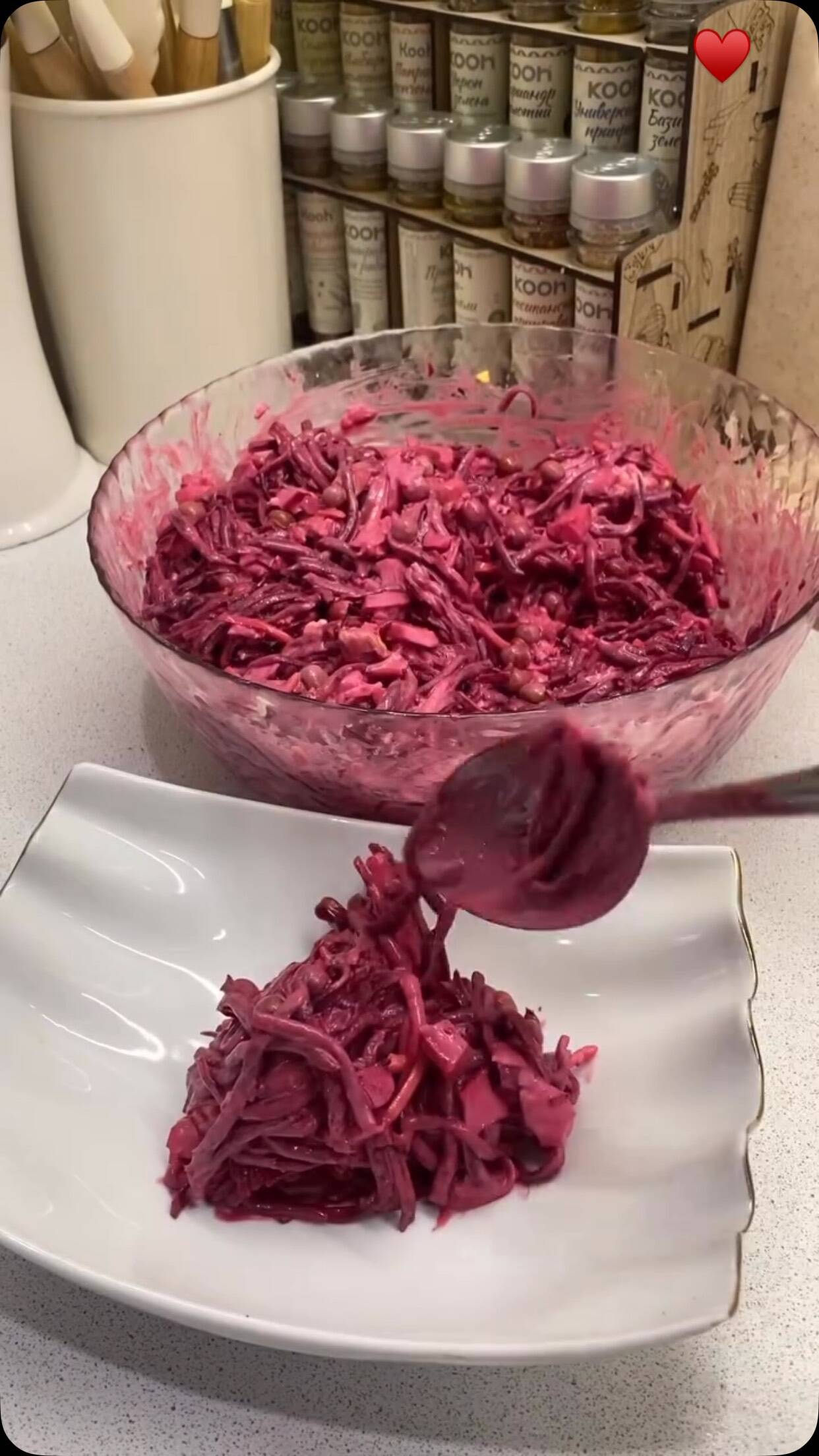Beet Salad with Eggs, Peas, Cheese and Walnuts recipe thumbnail