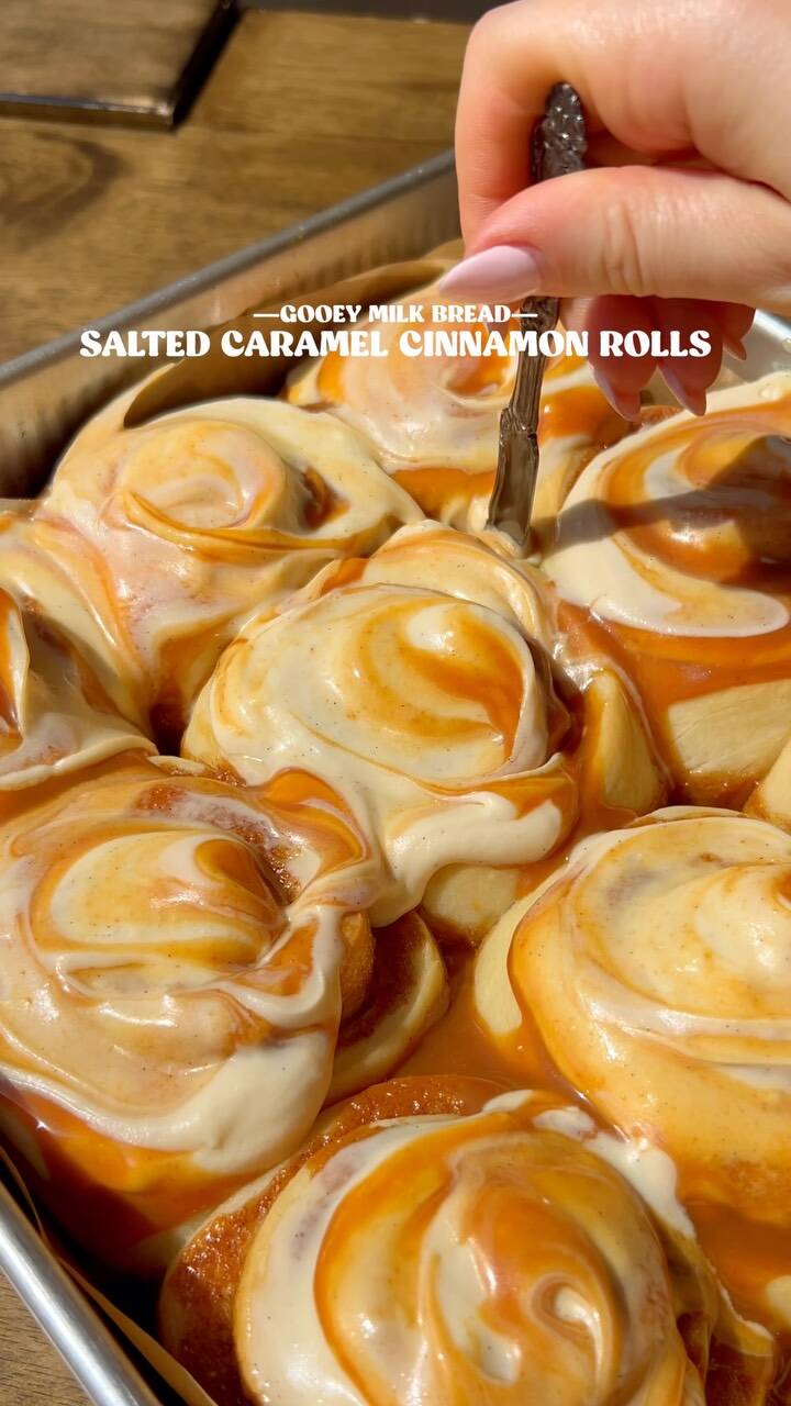 Salted Caramel Milk Bread Cinnamon Rolls recipe thumbnail