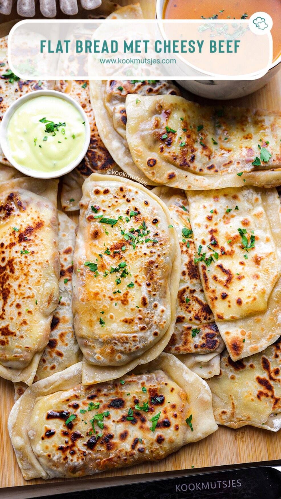 Cheesy Beef Stuffed Flatbread Pockets Pan-Fried recipe thumbnail