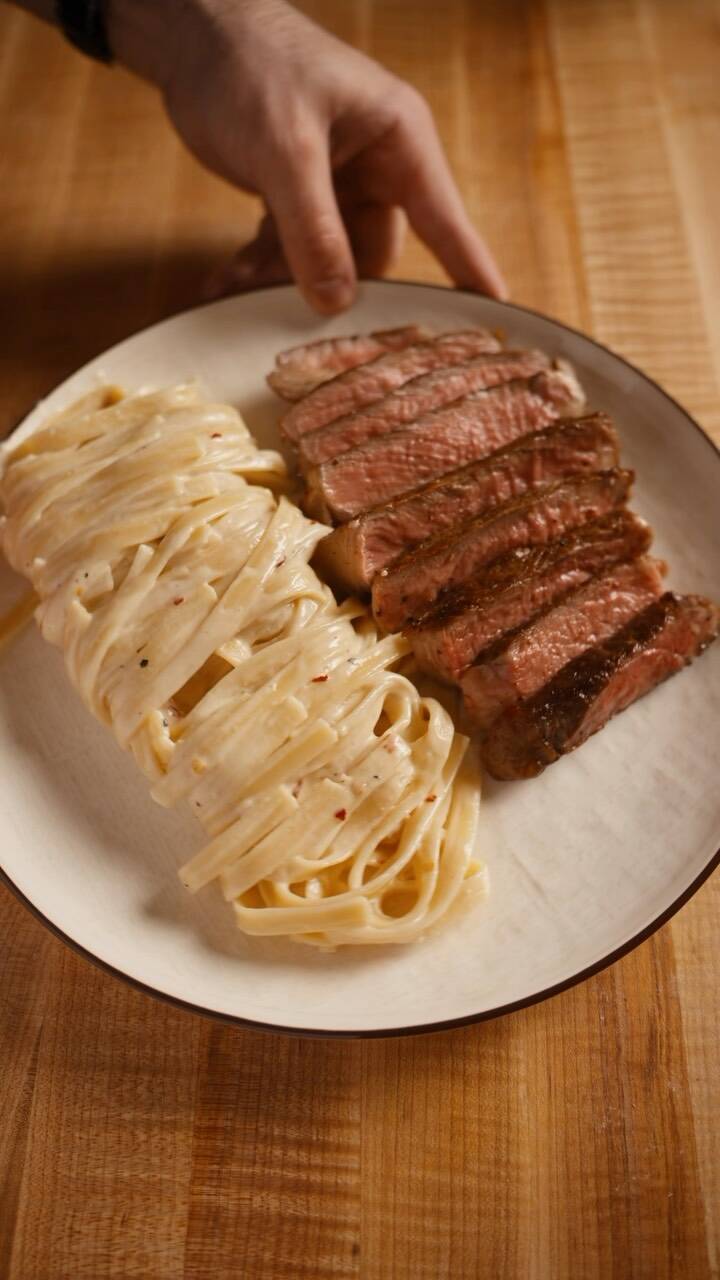 Creamy Steak Pasta with Parmesan and Lemon recipe thumbnail