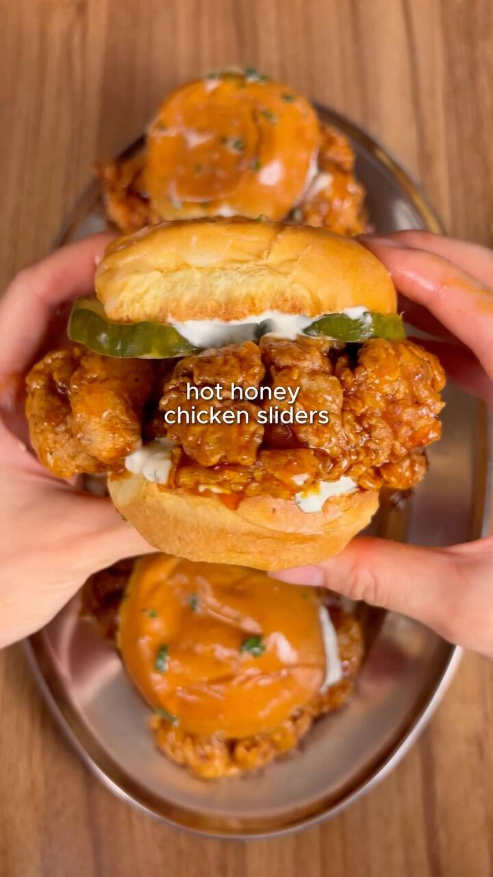 Crispy Fried Hot Honey Chicken Sliders with Ranch recipe thumbnail