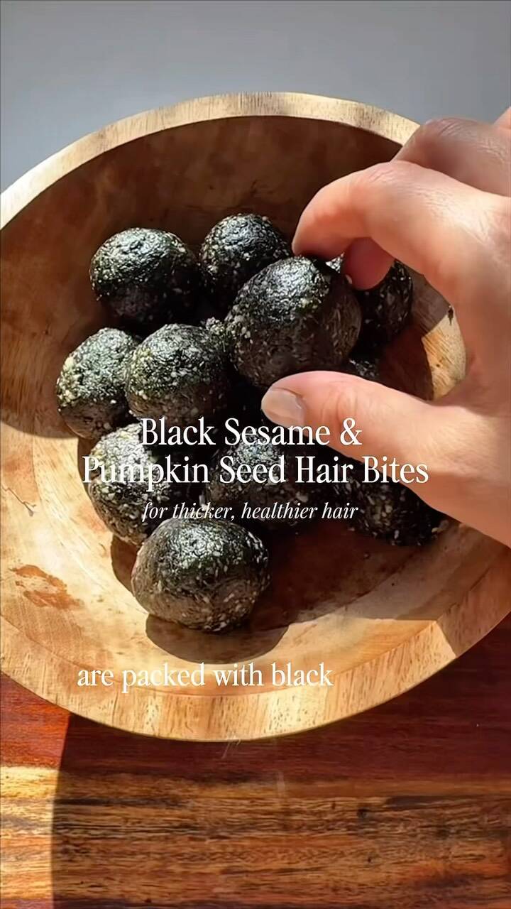 Black Sesame Pumpkin Seed Hair Bites with Moringa recipe thumbnail