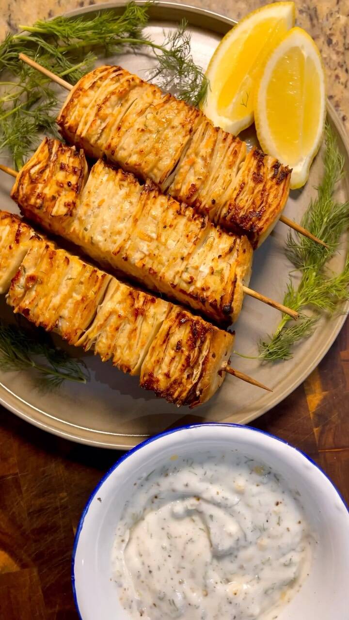Air Fryer Ground Chicken Skewers with Yogurt recipe thumbnail