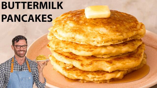 Fluffy Buttermilk Pancakes Recipe recipe thumbnail