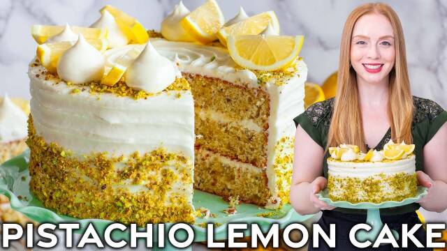 Pistachio Lemon Cake with Lemon Frosting recipe thumbnail
