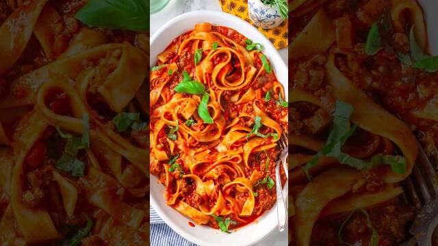 Easy Bolognese Pappardelle Pasta recipe thumbnail