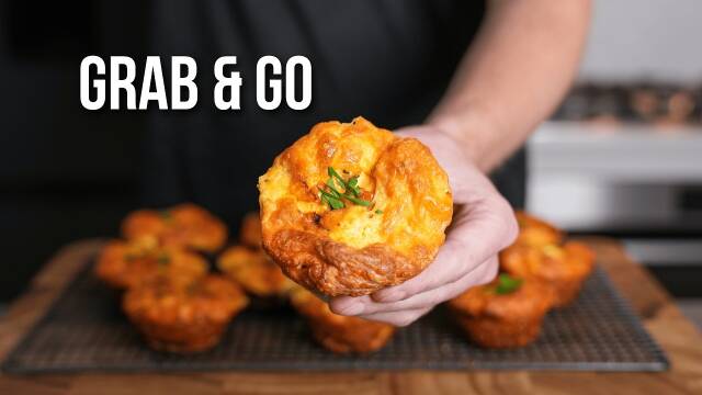 Chorizo, Tomato and Cheddar Breakfast Muffins recipe thumbnail