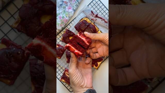 Foto de la receta Delicioso Brownie Red Velvet Cheesecake: Una Tentación Irresistible