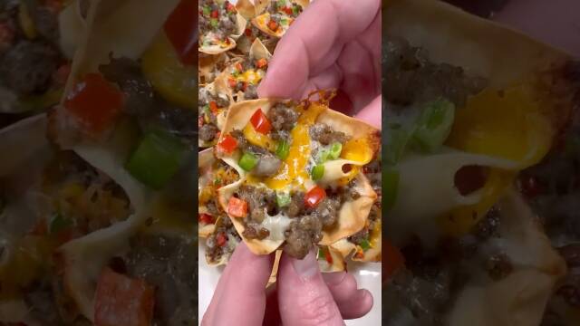 Holiday Sausage Ranch Wonton Cups recipe thumbnail