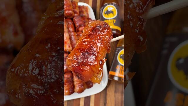 Sweet & Spicy Bacon Wrapped Smokies recipe thumbnail