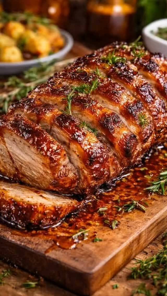 Juicy Roasted Pork with Sticky Sweet Glaze recipe thumbnail