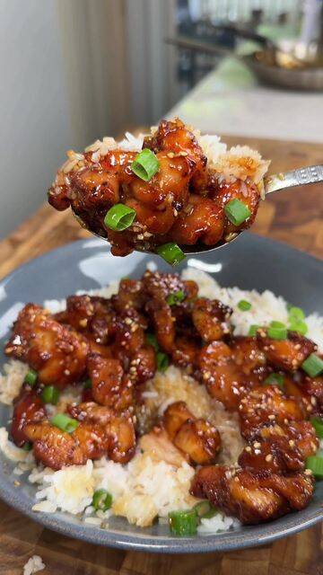 Air Fryer Honey Garlic Chicken Thigh Bites recipe thumbnail