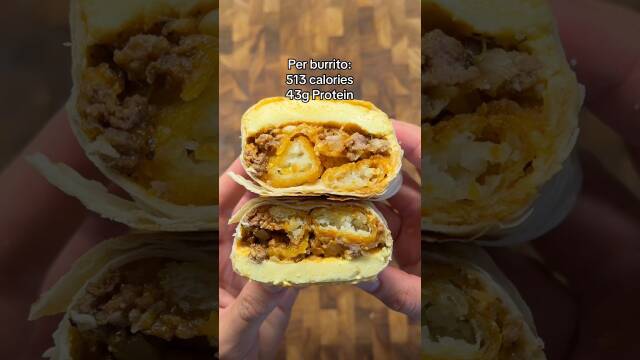 EASY Sheet Pan Breakfast Burritos (43g Protein) recipe thumbnail