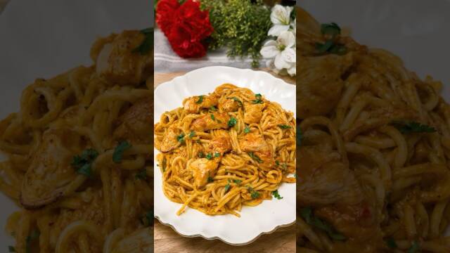 Espaguetis con Pollo Cremosos y Deliciosos! Receta Fácil y Lista en Minutos recipe thumbnail