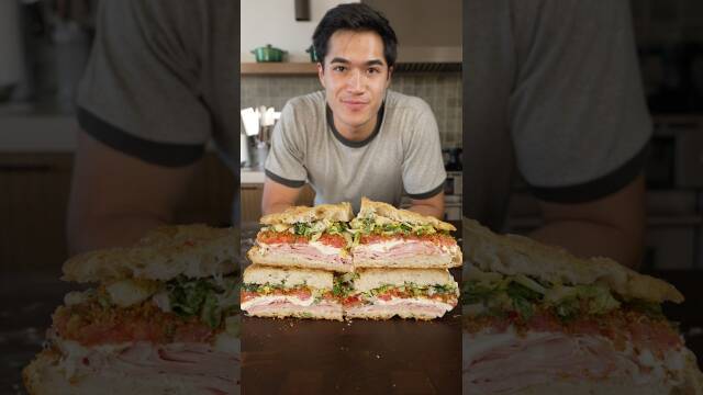 Focaccia Sandwich with Mortadella and Mozzarella recipe thumbnail