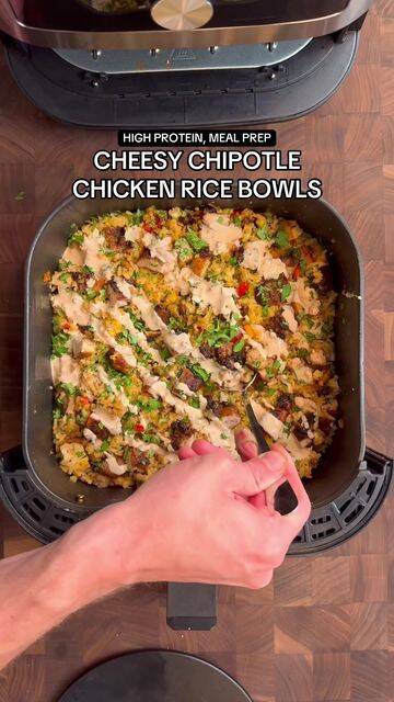 Cheesy Chipotle Chicken Rice Bowls Air Fryer Only recipe thumbnail
