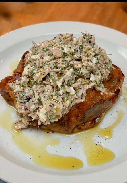 Baked Sweet Potato with Tuna and Cottage Cheese recipe thumbnail