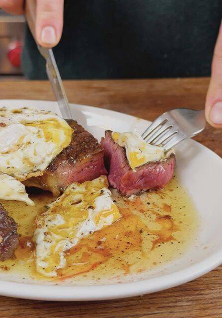 Steak and Eggs with Sirloin, Garlic Butter and Thyme recipe thumbnail