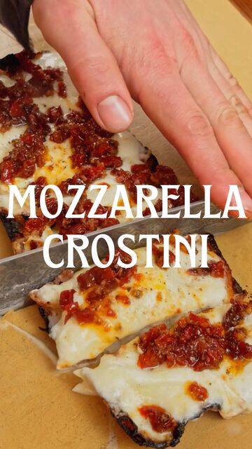 Mozzarella Crostini with Sun-Dried Tomato Topping recipe thumbnail