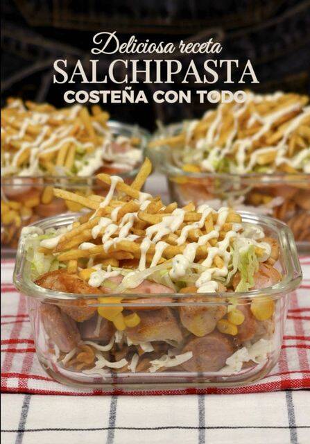Foto de la receta Salchipasta costeña con pollo y papas fosforito