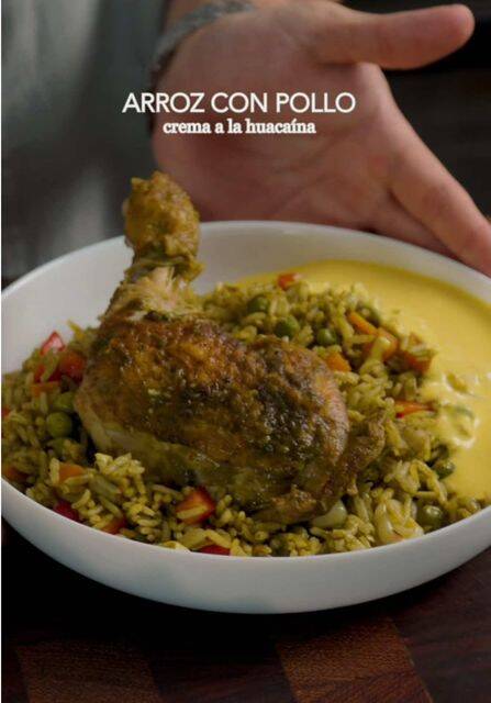 Foto de la receta Arroz con pollo y crema a la huancaína