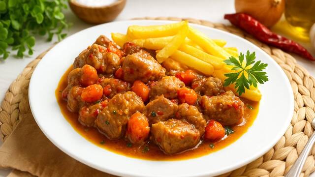 Foto de la receta Carne de cerdo en salsa con vino blanco