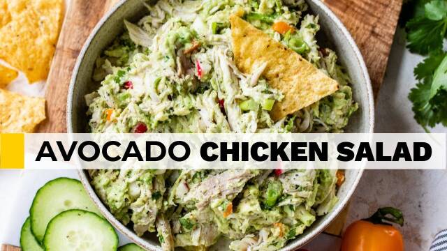 Creamy Avocado Chicken Salad with Lime and Fresh Veggies – No Mayo, No Yogurt! recipe thumbnail