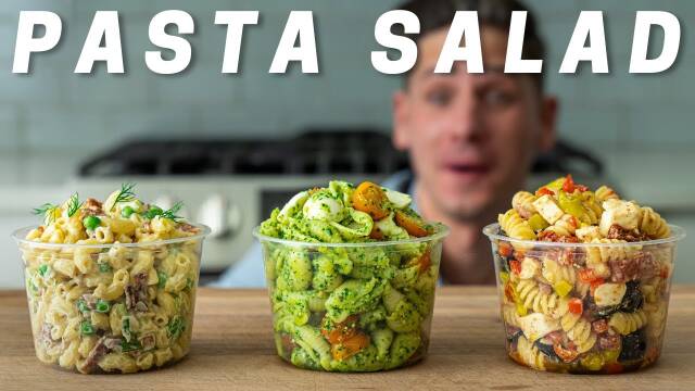 Three Ultimate Pasta Salads: Creamy Macaroni, Fresh Pesto, and Classic Italian Style recipe thumbnail