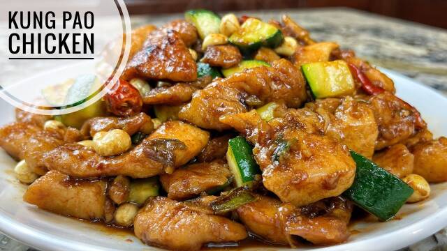 Easy Homemade Kung Pao Chicken with Zucchini and Peanuts recipe thumbnail