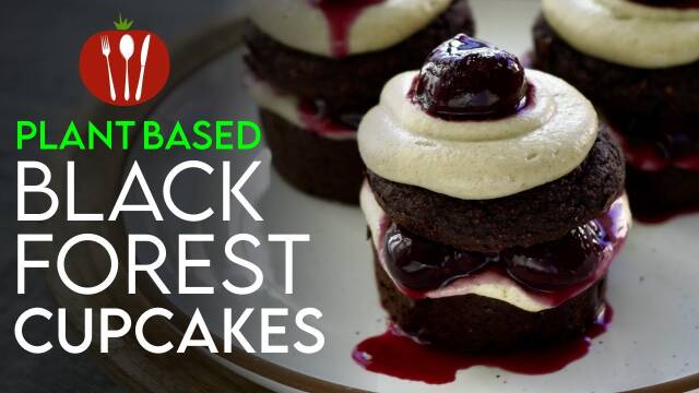 The BEST Plant-Based Black Forest Cupcakes 🧁 oil-free vegan recipe! recipe thumbnail