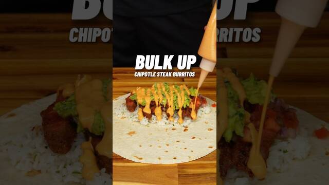 1000 CALORIE Creamy Chipotle Steak Burritos for Bulking!🔥🥩 recipe thumbnail