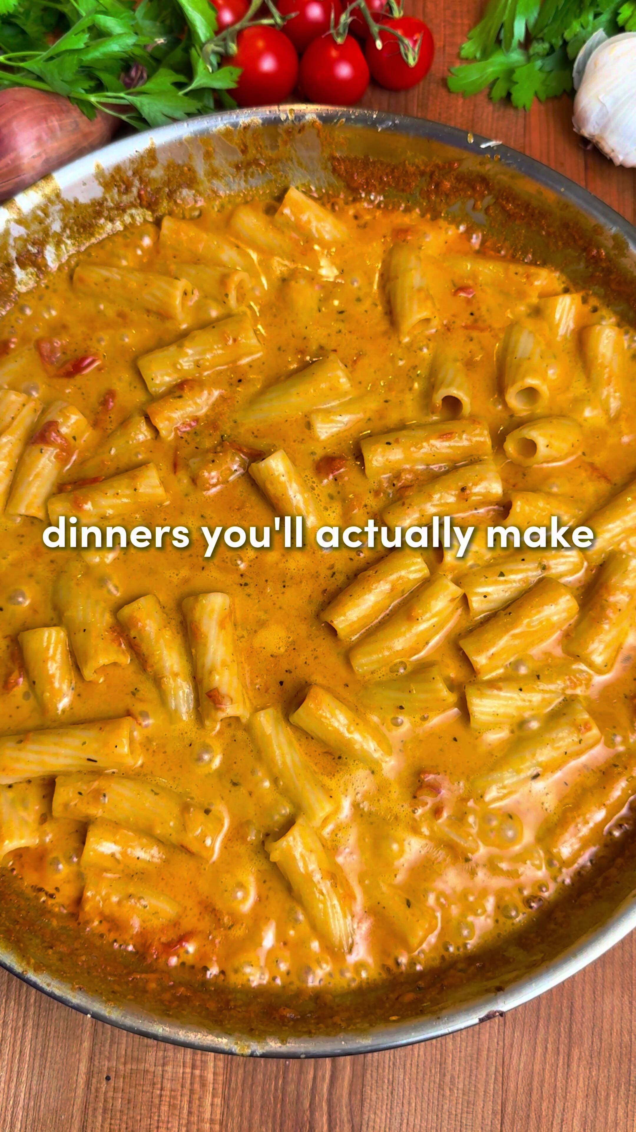 "Effortless Cherry Tomato & Garlic Vodka Rigatoni: A Flavorful Delight" recipe thumbnail
