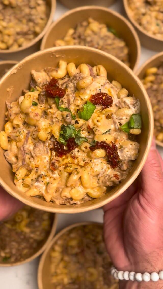 "Healthy and Hearty Creamy Tuscan Steak Pasta: 12 Meal Prep Servings Packed with Flavor and Protein!" recipe thumbnail
