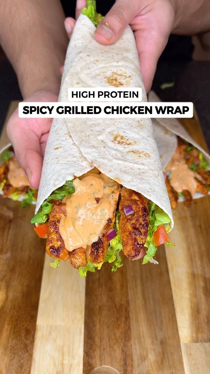 "Spicy High-Protein Grilled Chicken Wraps: Flavorful and Guilt-Free Delight!" recipe thumbnail