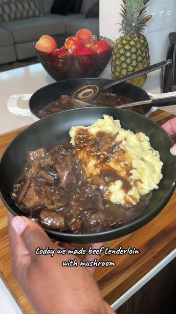"Comforting Beef Tenderloin with Savory Mushroom and Onion Gravy" recipe thumbnail