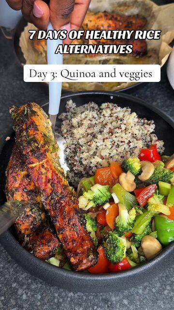 "Quinoa Delight: A Nutritious Rice Alternative with Teriyaki Vegetables and Salmon" recipe thumbnail