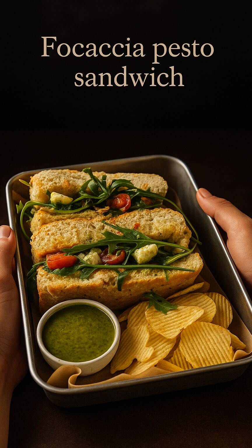Fresh Basil Pesto Sandwich with Rocket Leaves and Walnuts recipe thumbnail