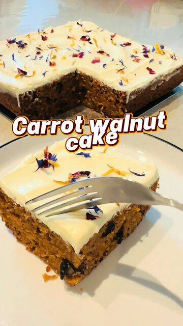 Deliciously Moist Carrot Walnut Cake with Cream Cheese Frosting recipe thumbnail
