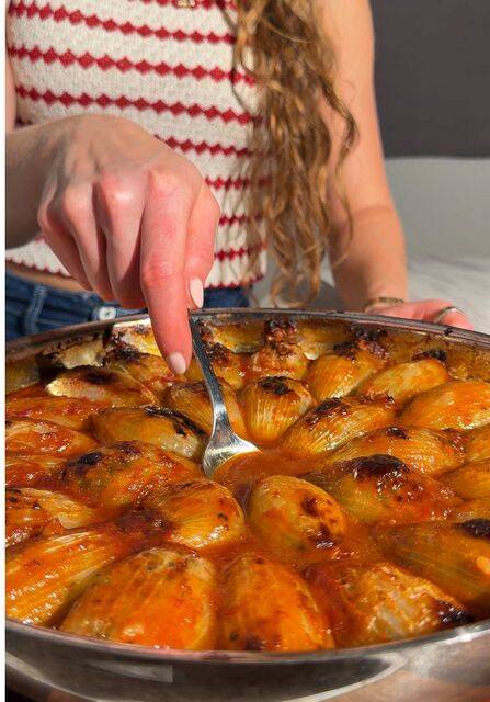 Herb-Infused Stuffed Onions with Beyond Beef in Tangy Tomato Sauce recipe thumbnail