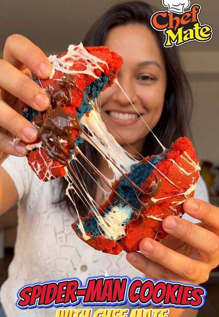 Spidey Sweets: Giant Spider-Man Cookies with Colorful Web Decoration! recipe thumbnail