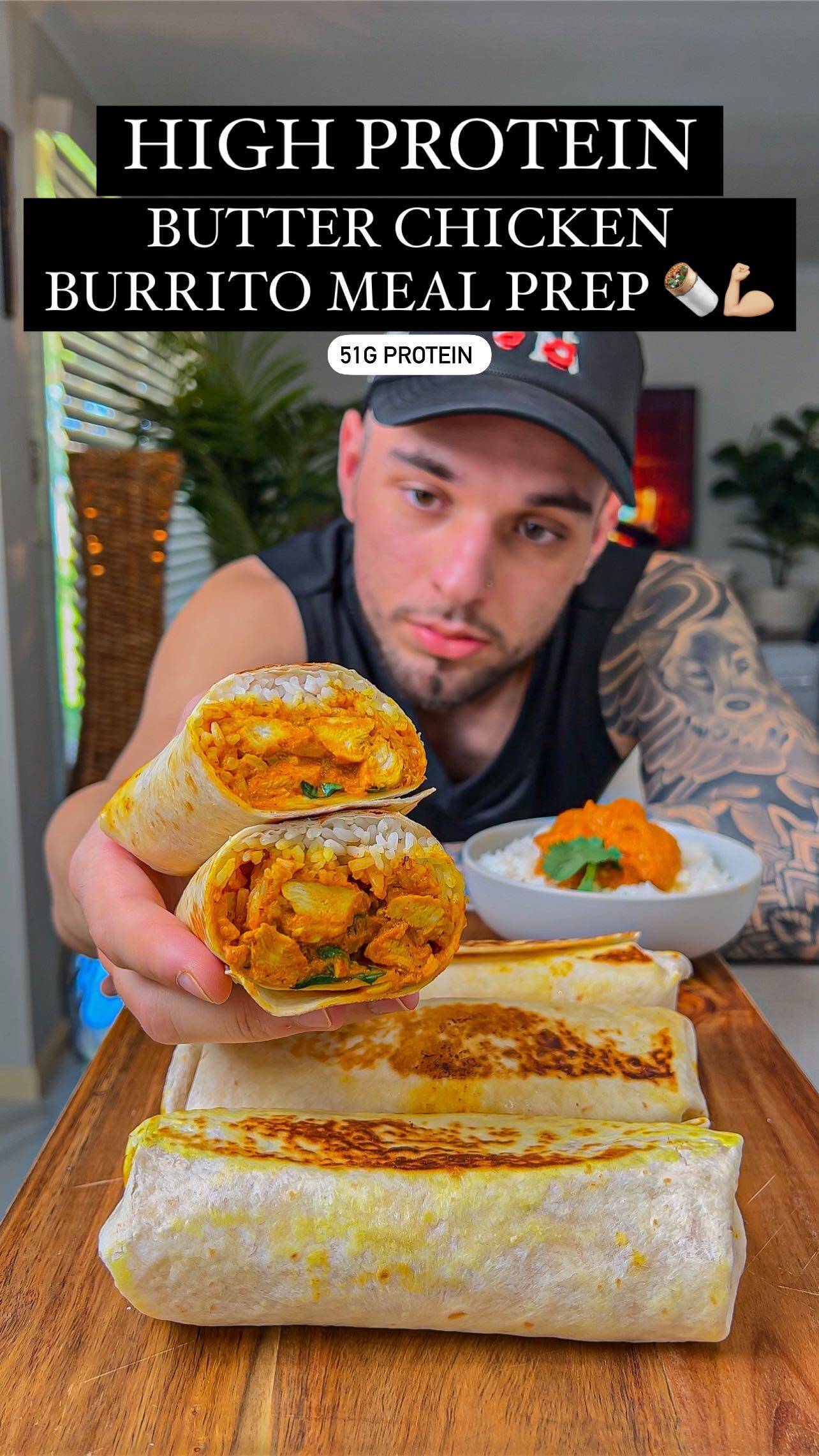 High-Protein Butter Chicken Burritos: A Meal Prep Favorite! recipe thumbnail